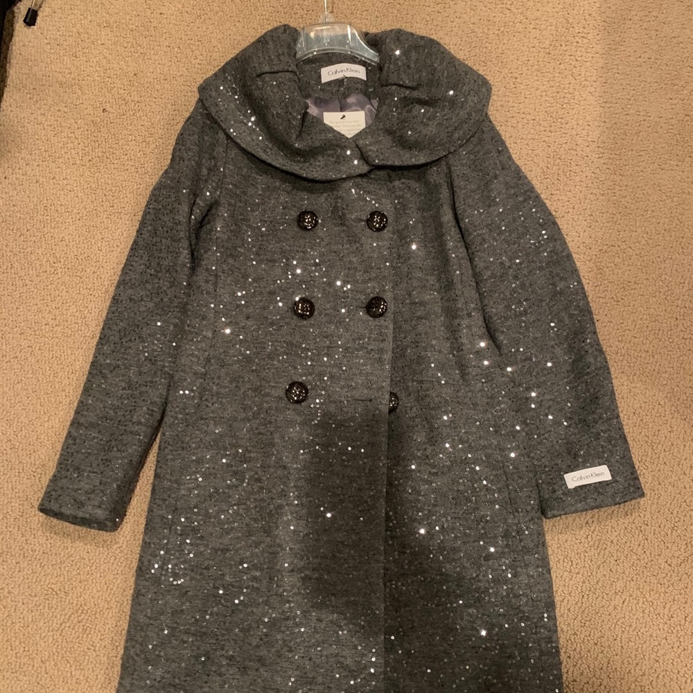 Women’s Calvin Klein grey sequined coat for women